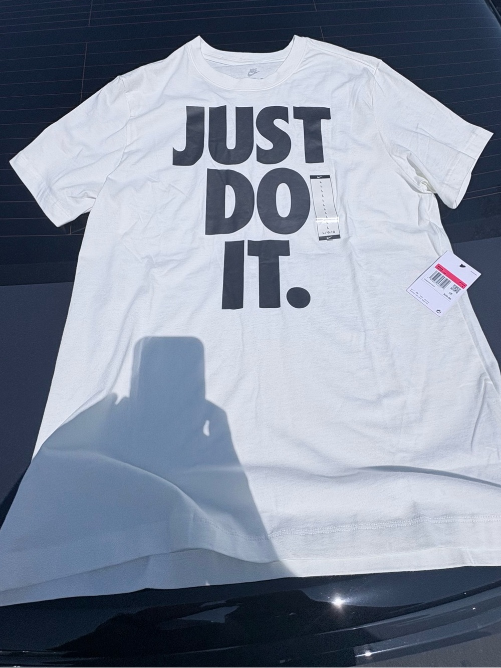 Nike Men’s White Short-Sleeve Tee with Black "JUST DO IT." Graphic